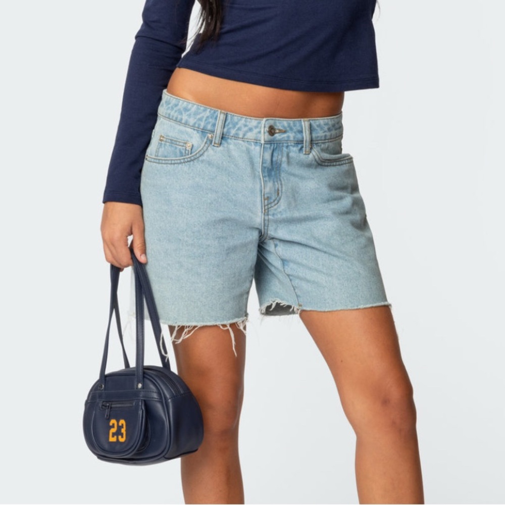 Edikted Tomboy Low Rise Denim Shorts